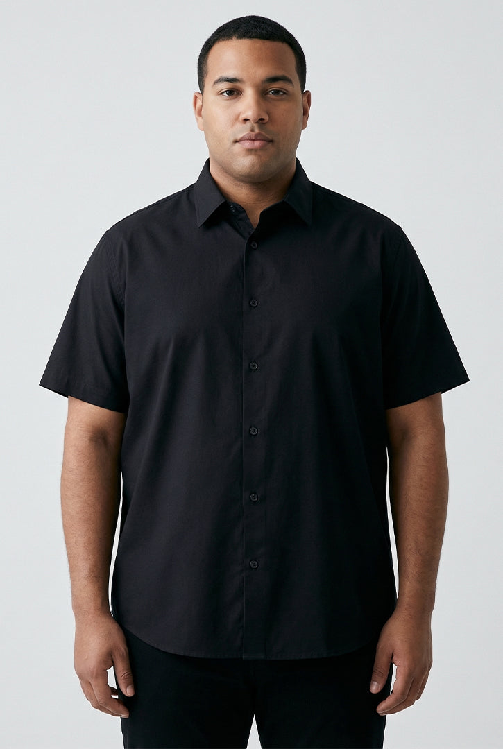 CAMISA SOCIAL PLUS SIZE BÁSICA LISA MANGA CURTA