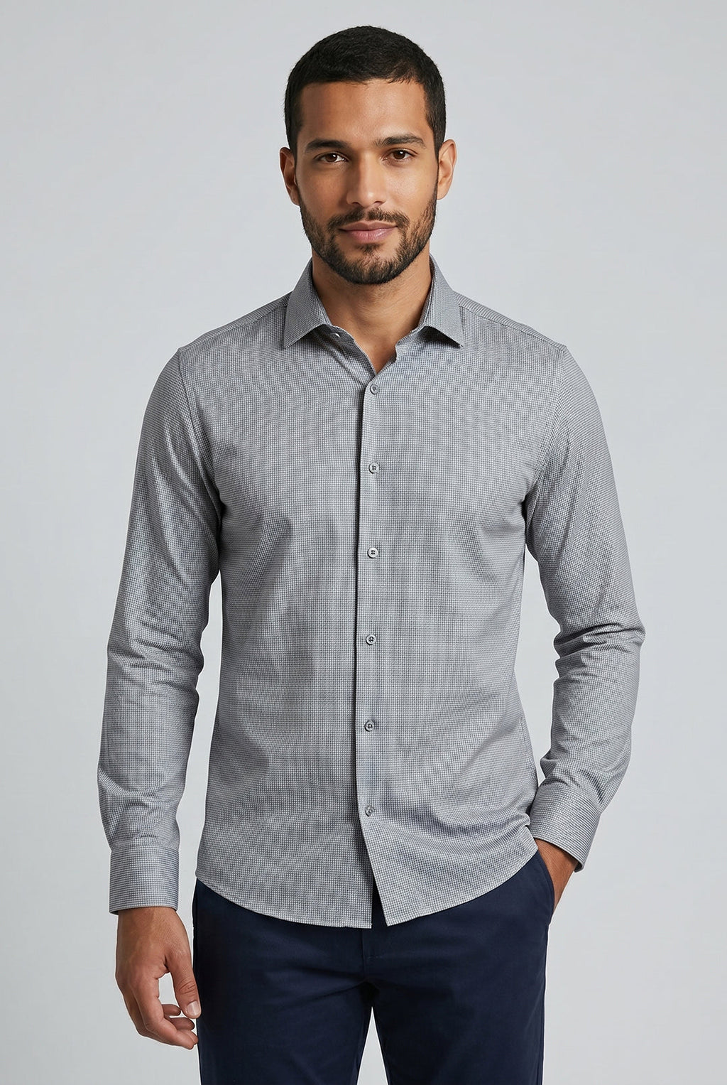 CAMISA MANGA LONGA SLIM FIT MAQUINETADO BAMBU