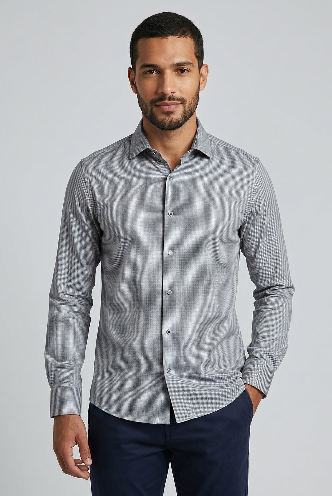 CAMISA MANGA LONGA SLIM FIT MAQUINETADO BAMBU