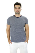 CAMISETA LISTRADA BRANCO/AZUL