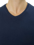 CAMISETA BÁSICA COTTON GOLA V MARINHO