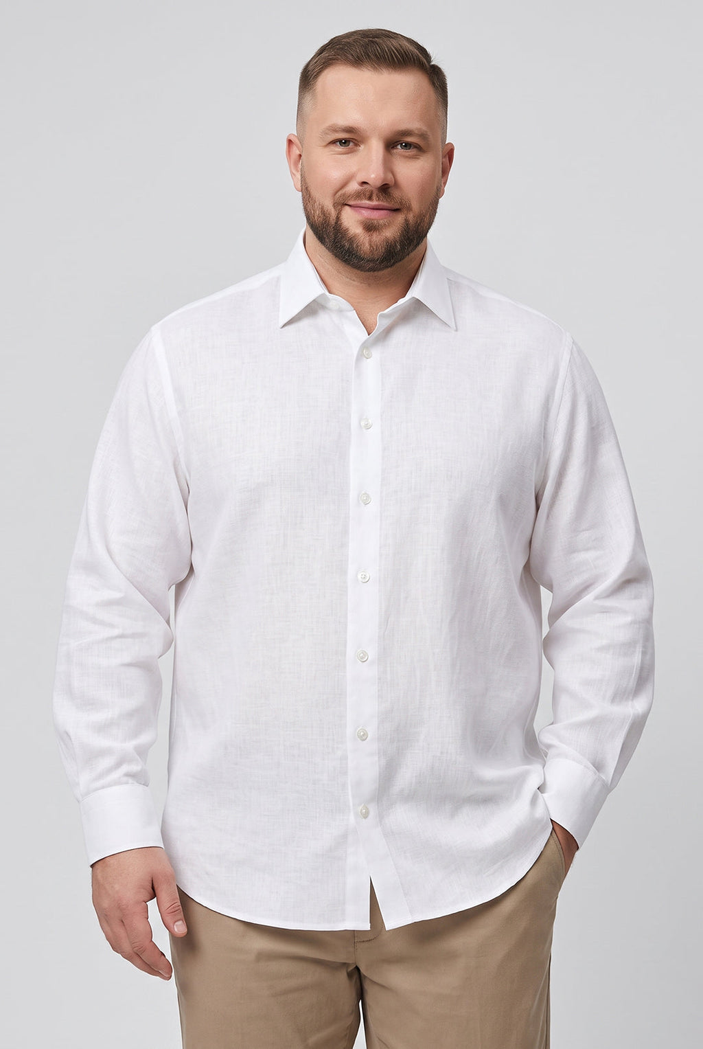 CAMISA MANGA LONGA PLUS SIZE LINHO