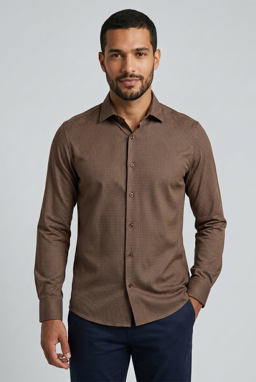 CAMISA MANGA LONGA SLIM FIT MAQUINETADO BAMBU