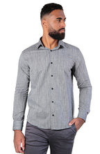 CAMISA SOCIAL MASCULINA MANGA LONGA SLIM FIT FLAMÊ PRETO