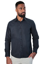 CAMISA JEANS MASCULINA MANGA LONGA SLIM FIT BLACK ESTONADA