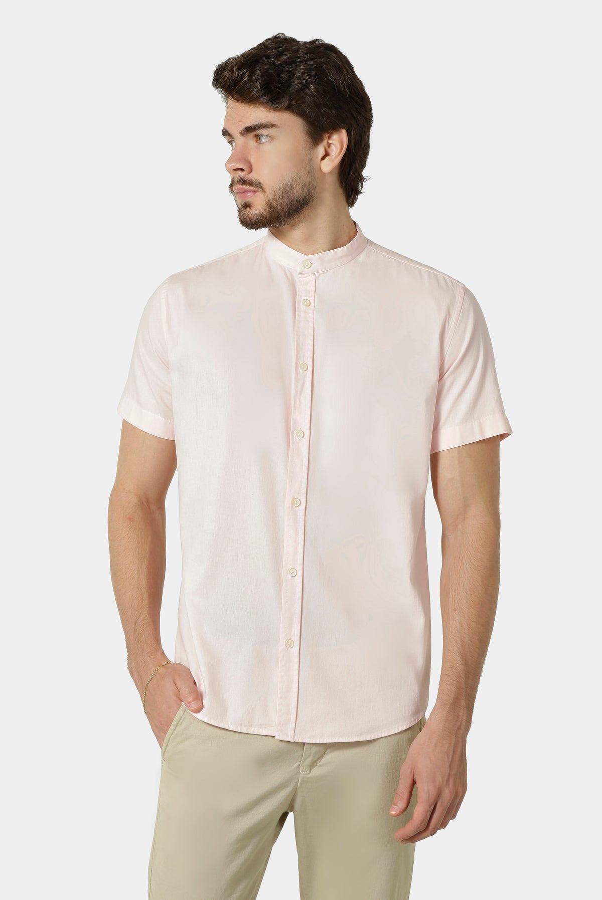 CAMISA MANGA CURTA GOLA PADRE SARJA ESTONADA