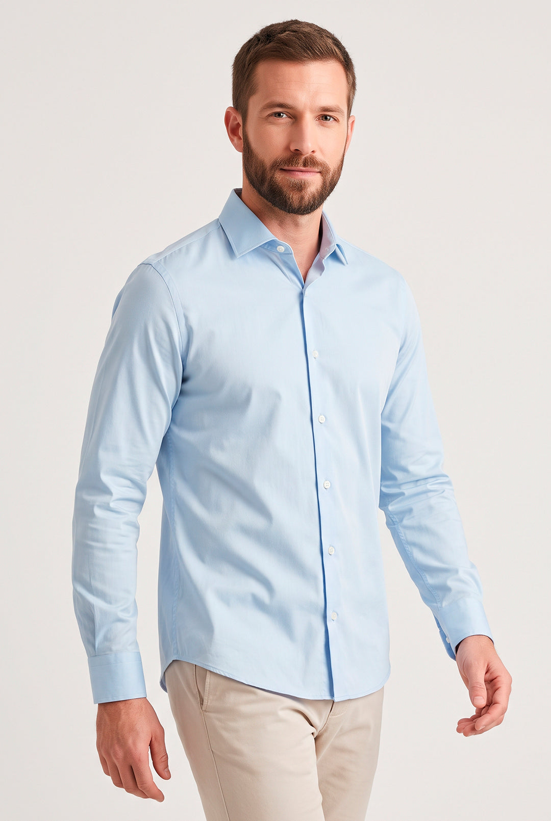 CAMISA MANGA LONGA SLIM FIT BÁSICA LISA