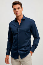 CAMISA MANGA LONGA SLIM FIT BÁSICA LISA