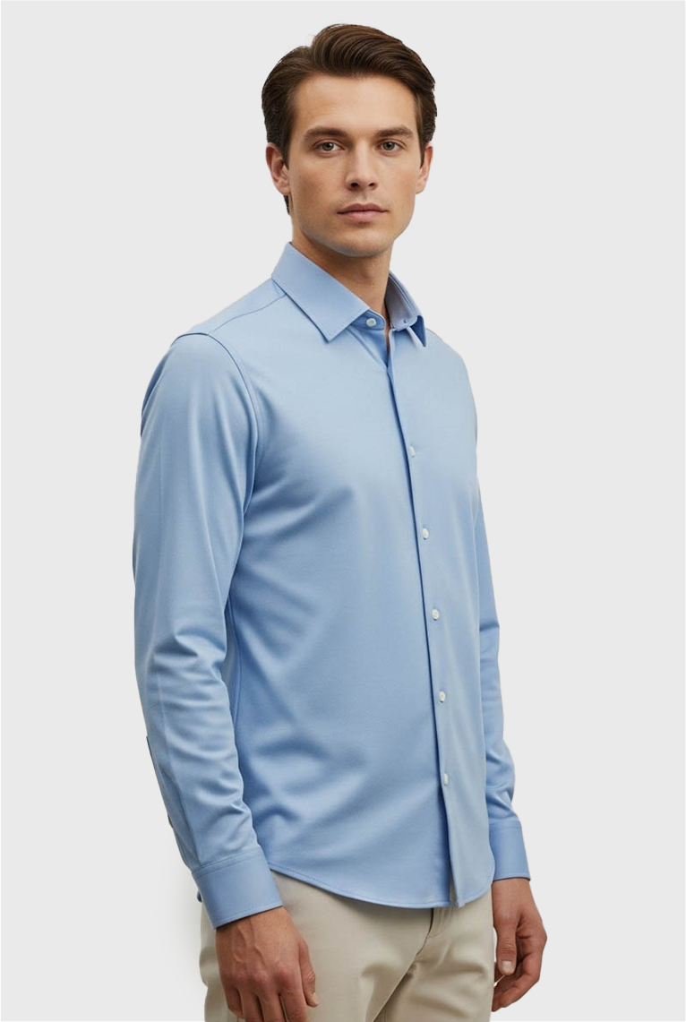 CAMISA MANGA LONGA SUPER SLIM BÁSICA COM ELASTANO
