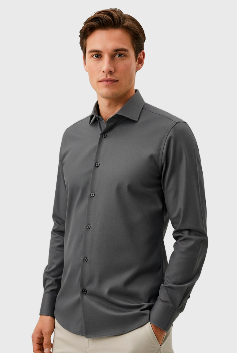 CAMISA MANGA LONGA SUPER SLIM BÁSICA COM ELASTANO