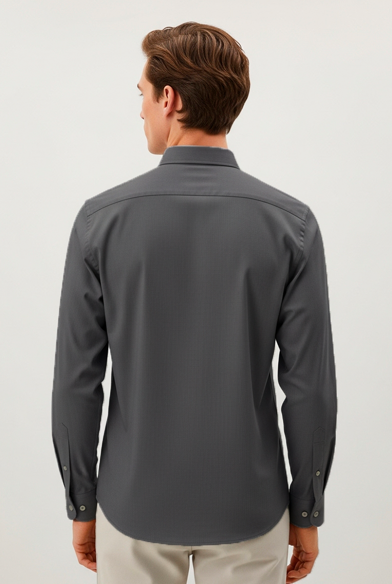 CAMISA MANGA LONGA SUPER SLIM BÁSICA COM ELASTANO