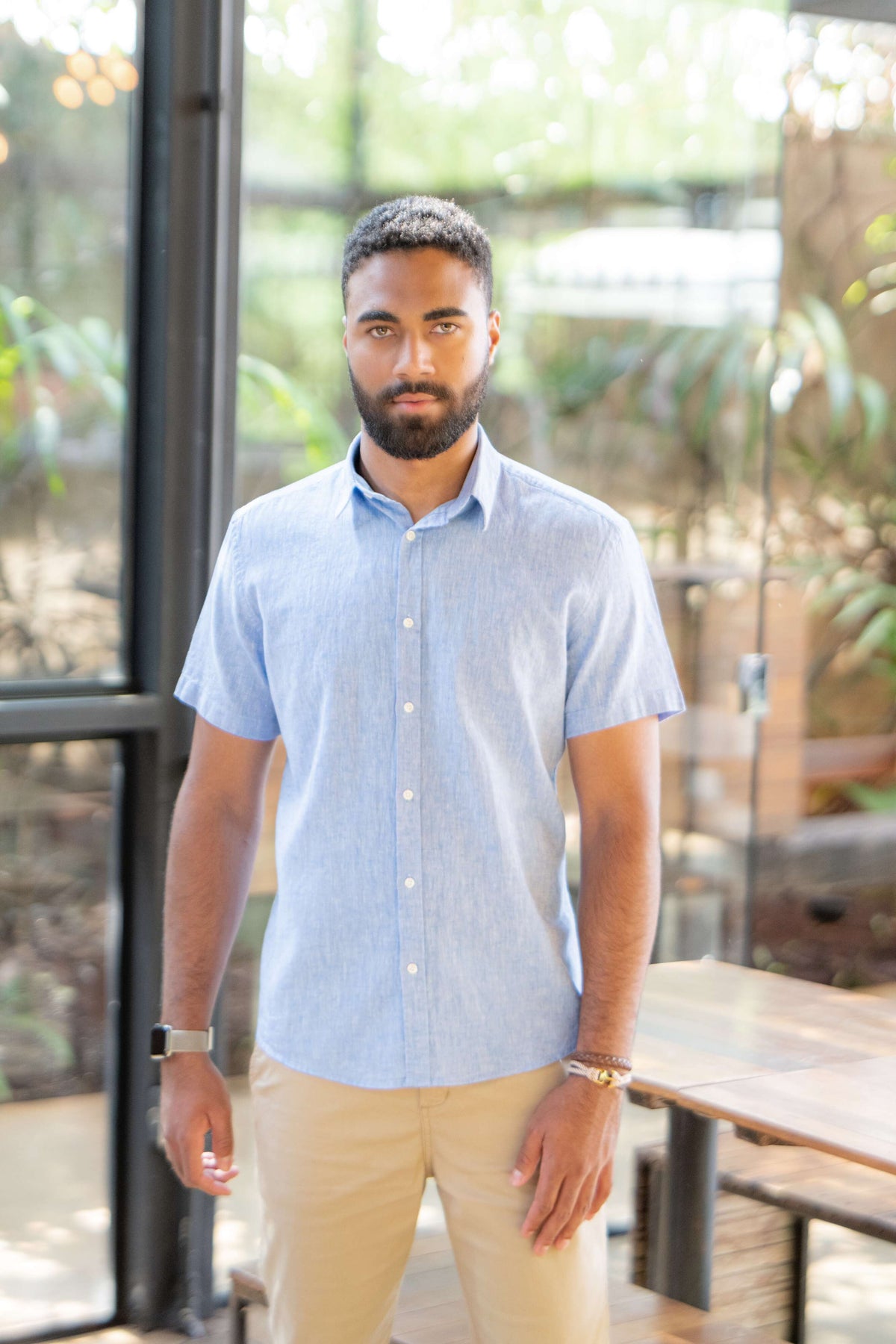 CAMISA MANGA CURTA SLIM FIT OXFORD BUTTON DOWN