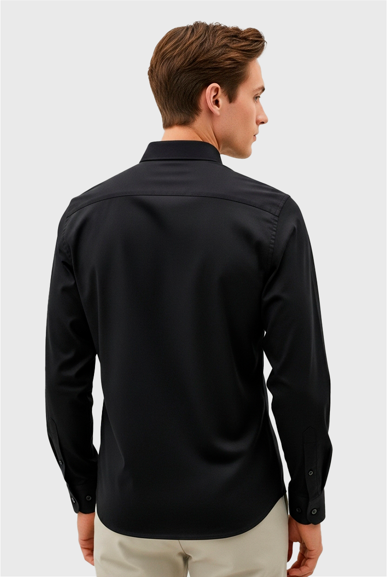 CAMISA MANGA LONGA SUPER SLIM BÁSICA COM ELASTANO