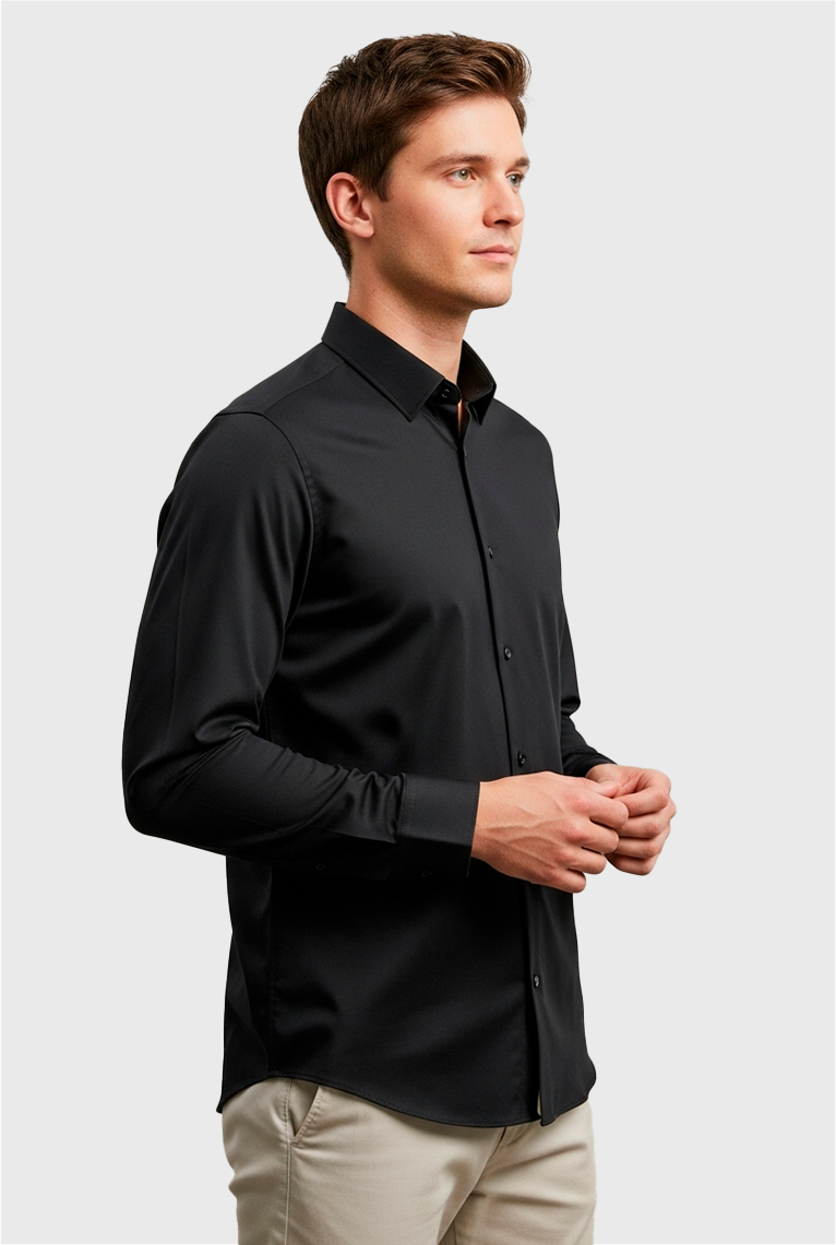 CAMISA MANGA LONGA SUPER SLIM BÁSICA COM ELASTANO