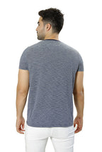 CAMISETA BÁSICA GOLA REDONDA LISTRADA BRANCO/AZUL
