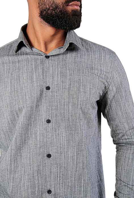 CAMISA SOCIAL MASCULINA MANGA LONGA SLIM FIT FLAMÊ PRETO