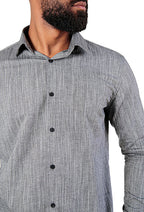 CAMISA SOCIAL MASCULINA MANGA LONGA SLIM FIT FLAMÊ PRETO