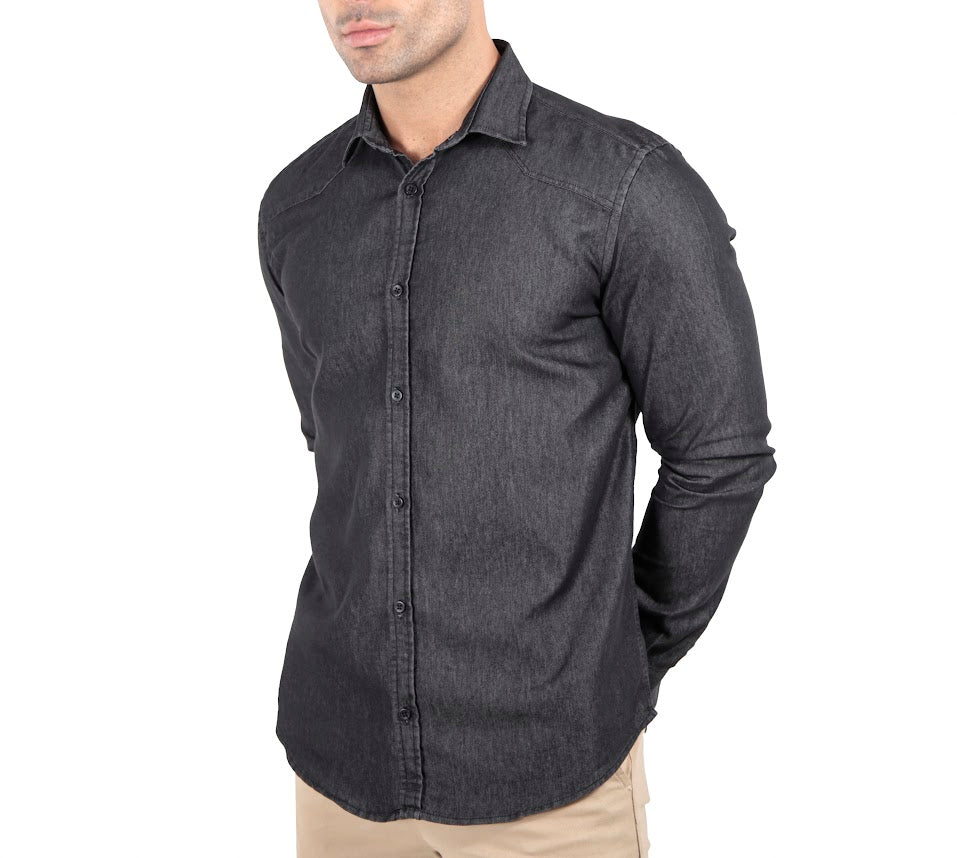 CAMISA MANGA LONGA SLIM FIT JEANS RIVER